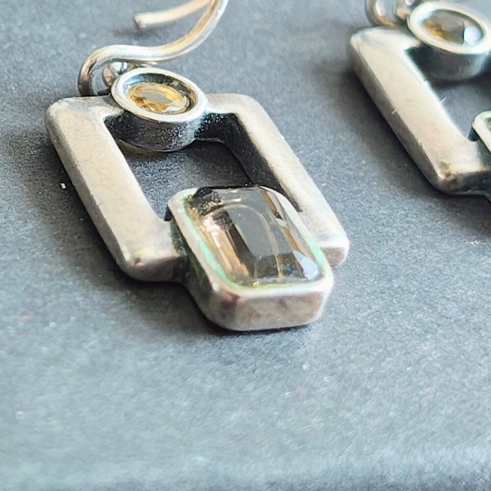 Vintage Gemstone SS Art Deco Earrings - Picture 5 of 7